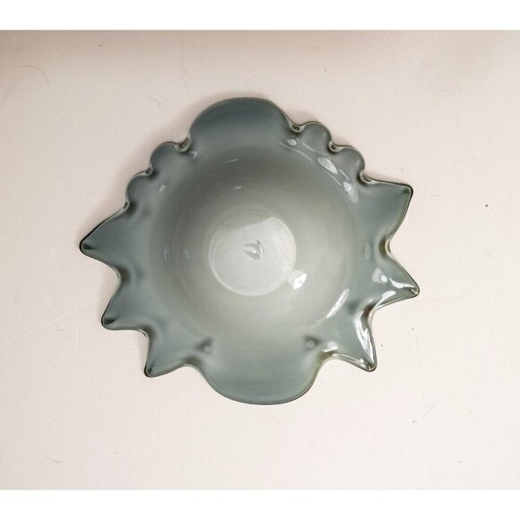 Creation Vimax Decorative Art Glass Bowl Italy, MCM, Green Gold Sparkle Dish - Picture 8 of 15